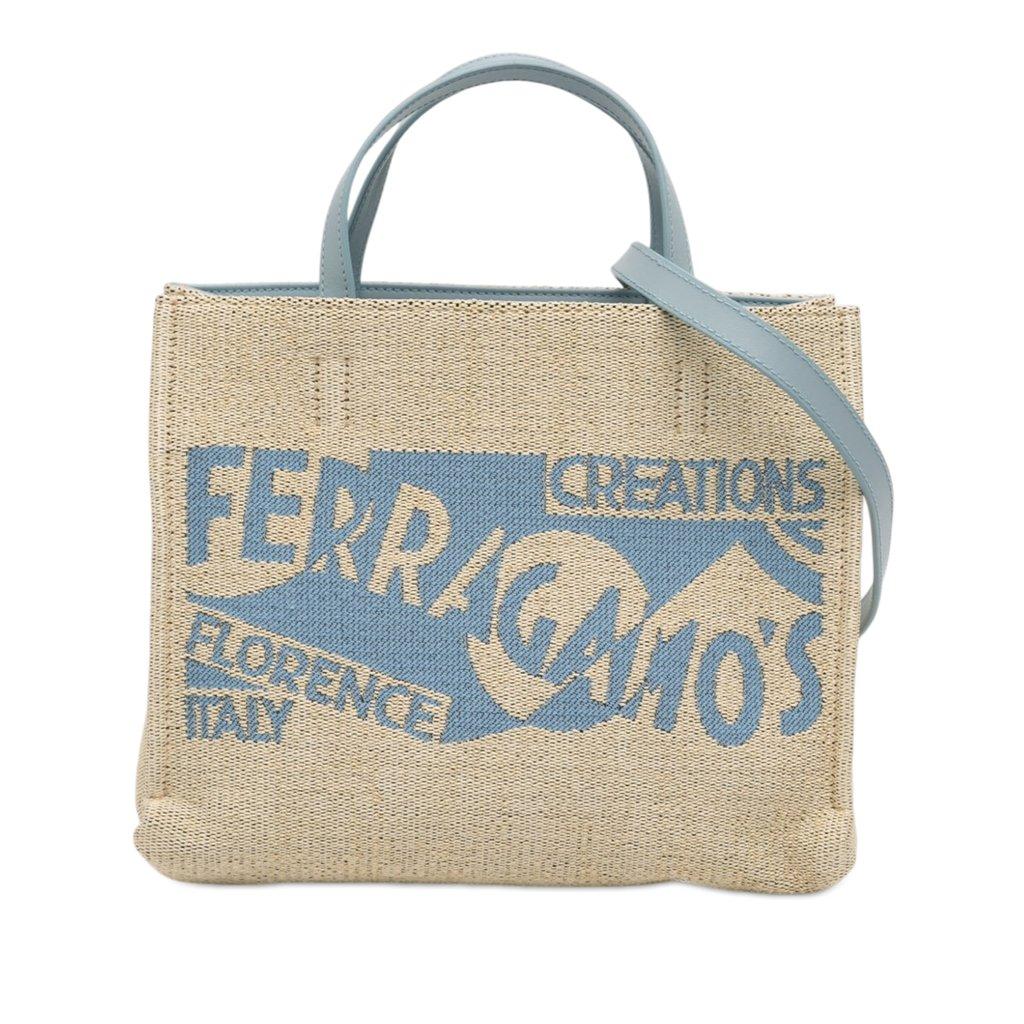 Ferragamo Ferragamos Creations Medium Raffia Shopping Tote