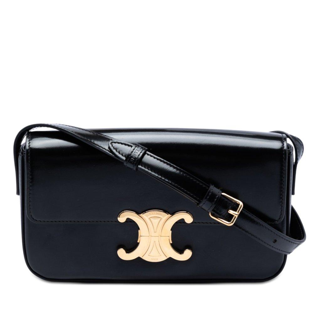 Celine Shiny Calfskin Triomphe Claude Shoulder Bag