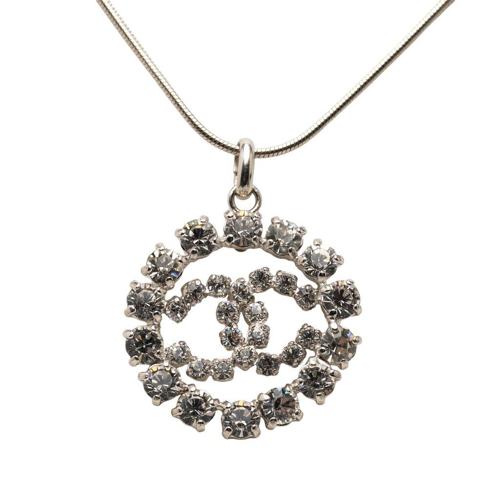 Chanel CC Brass Strass Pendant Necklace