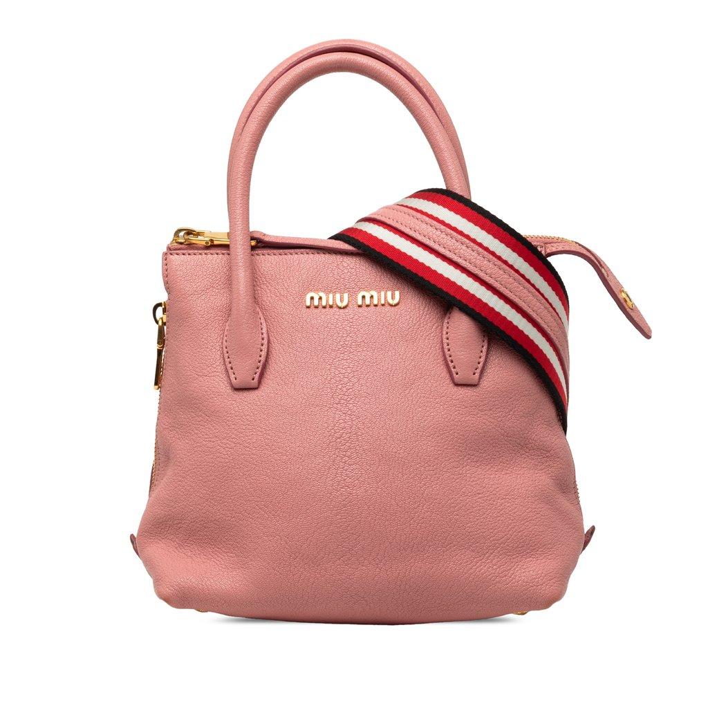 Miu Miu Goatskin Madras Side Zip Satchel