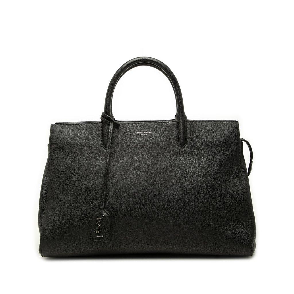 Saint Laurent Medium Grained Calfskin Cabas Rive Gauche Satchel