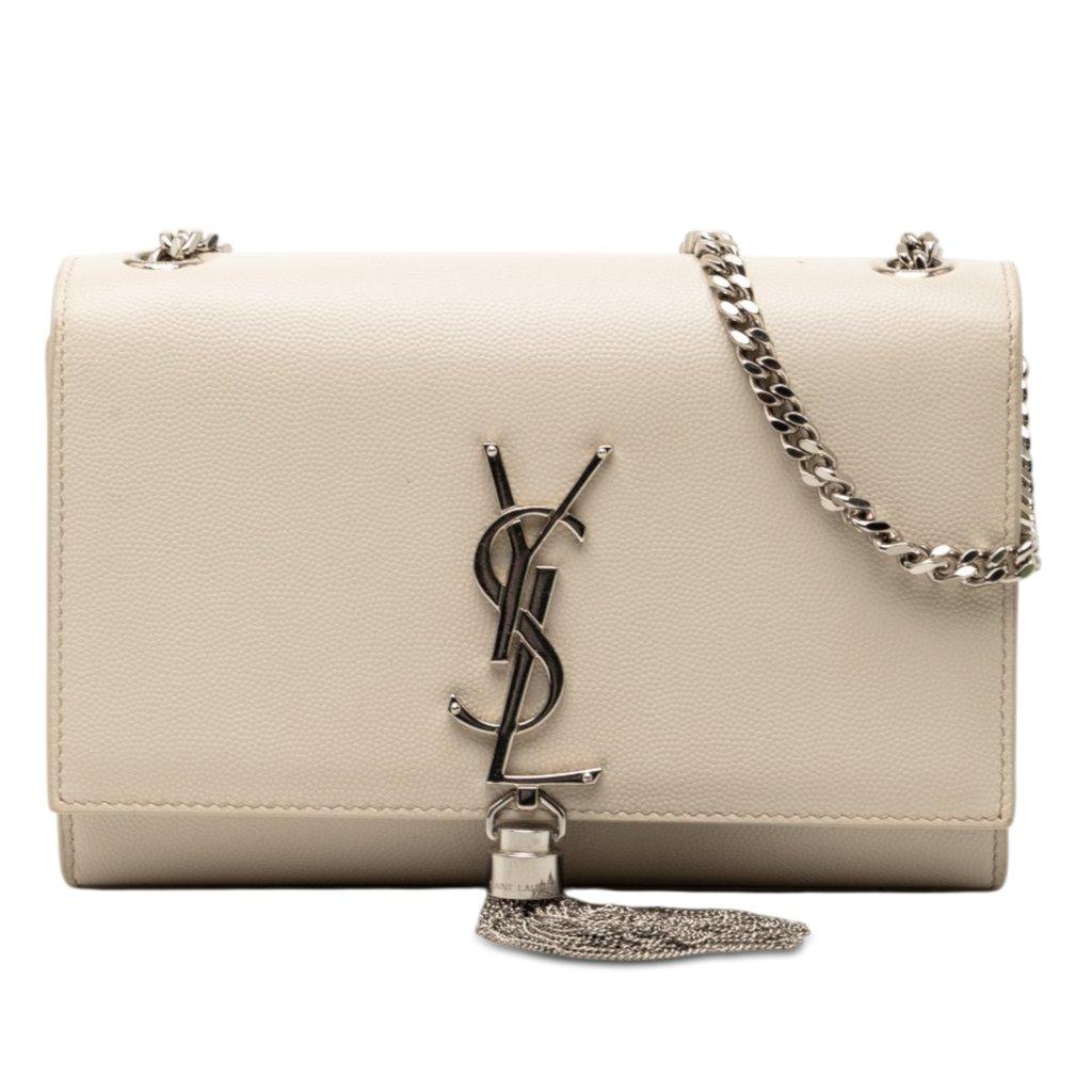 Saint Laurent حقيبة كروس صغيرة من Grain de Poudre Monogram Kate Tassel Crossbody