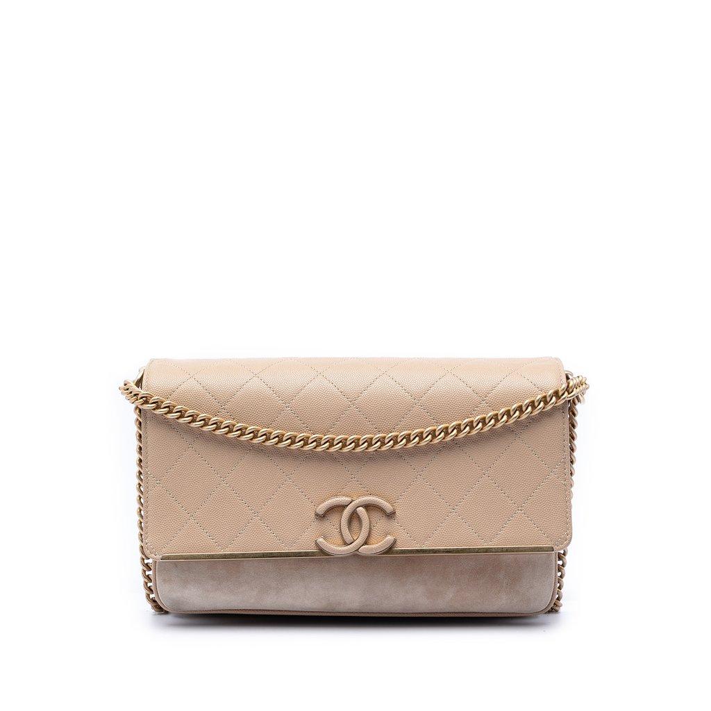Chanel CC Stitched Caviar and Suede Lady Coco Flap