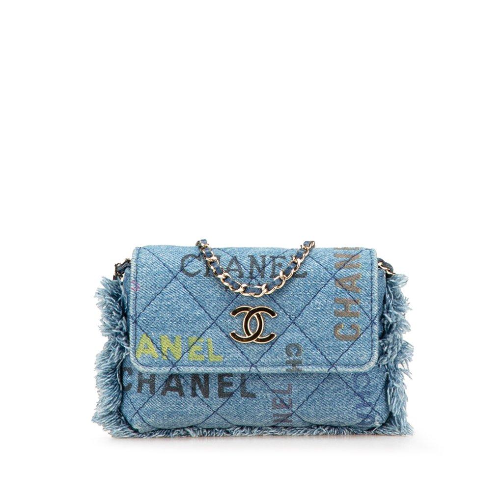 Chanel Mini Denim Mood Clutch with Chain