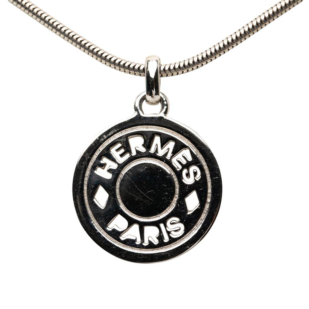 Hermès البلاديوم مطلي كلو دي سيلي قلادة قلادة