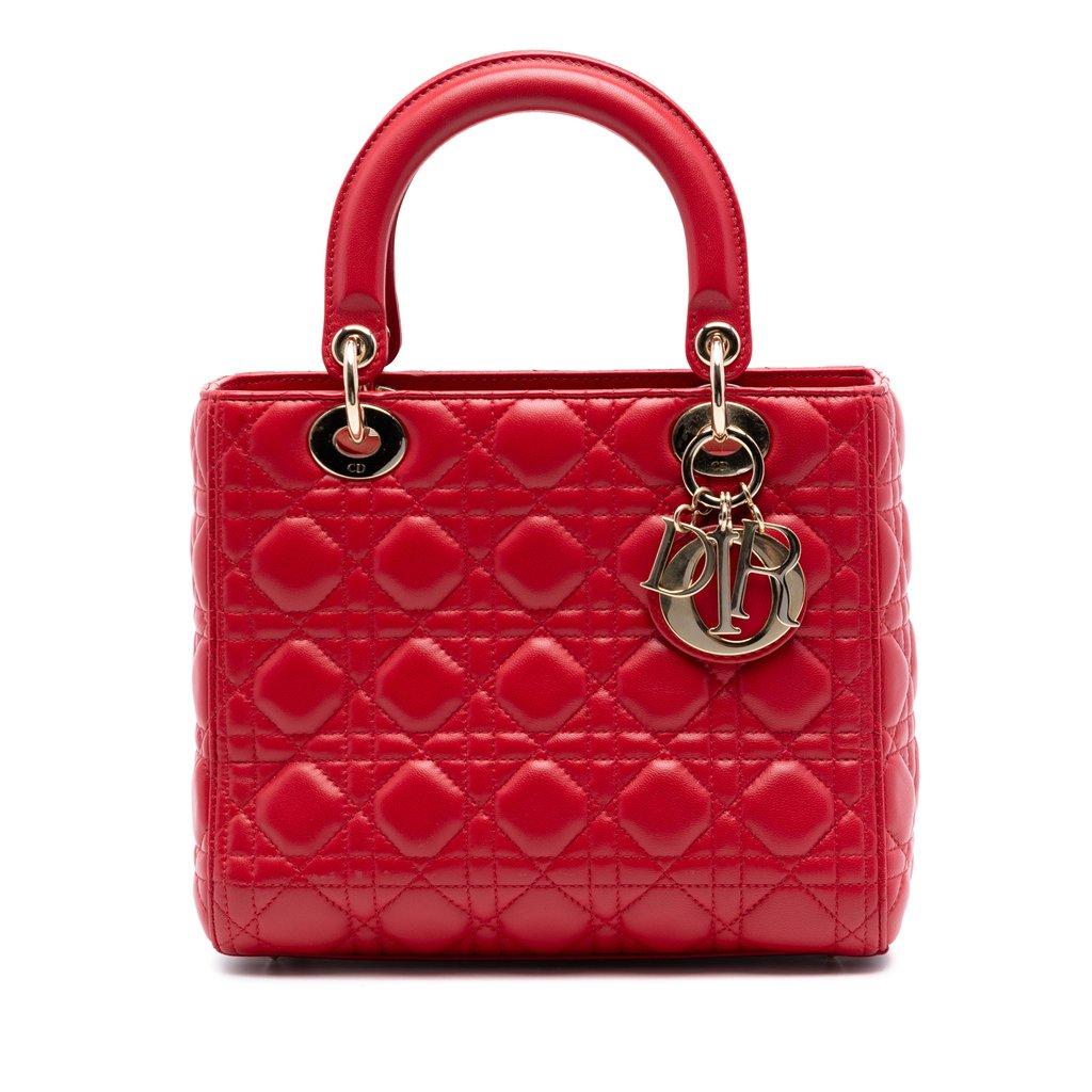 Dior كاناج جلد خروف متوسط الحجم ليدي ديور