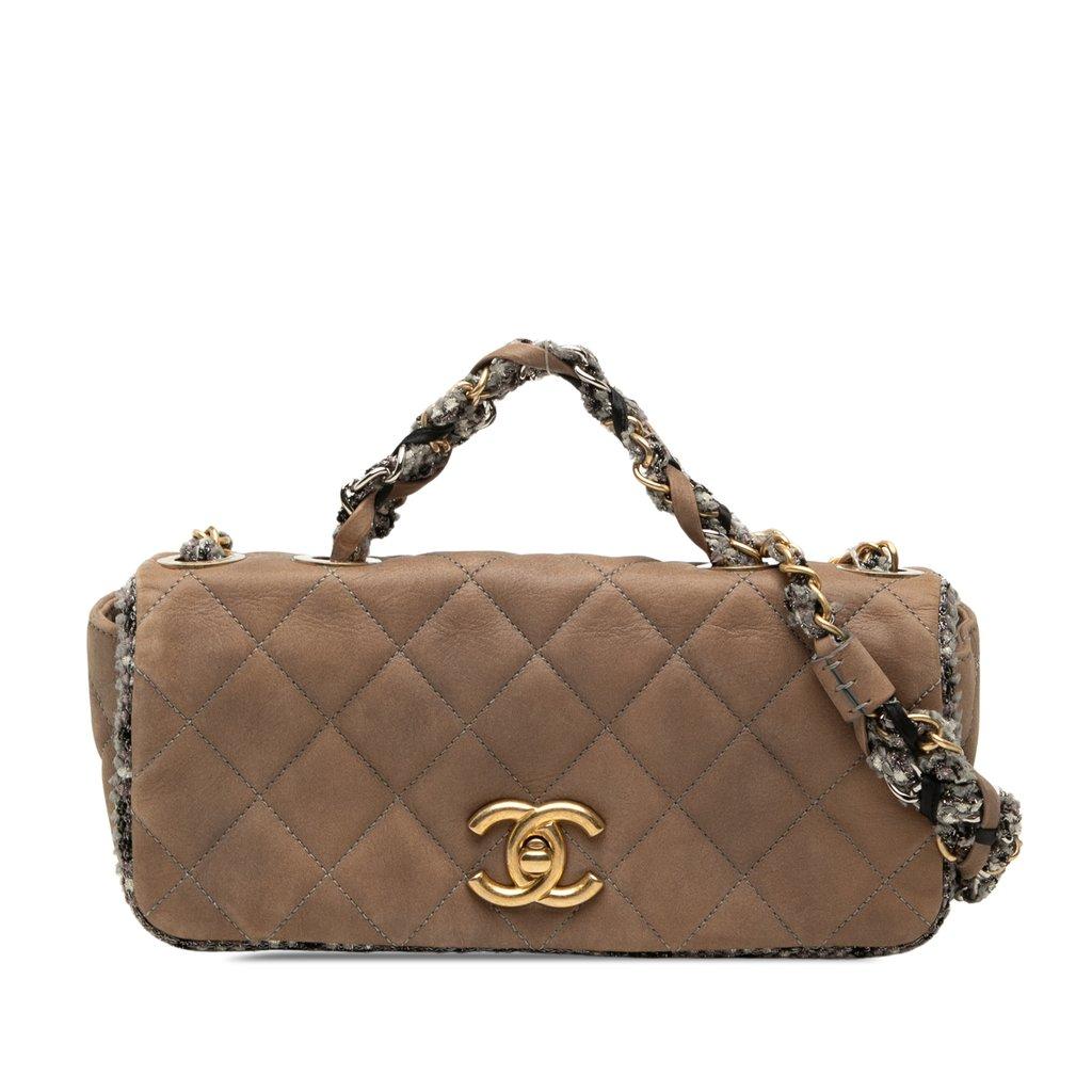 Chanel Small Quilted Lambskin and Tweed Chain Flap