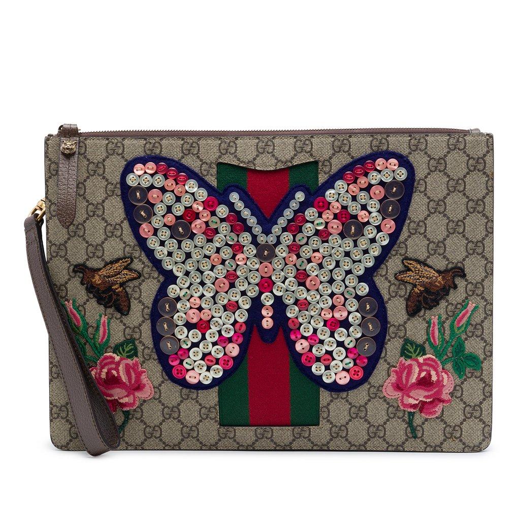 Gucci GG Supreme Web Butterfly Clutch