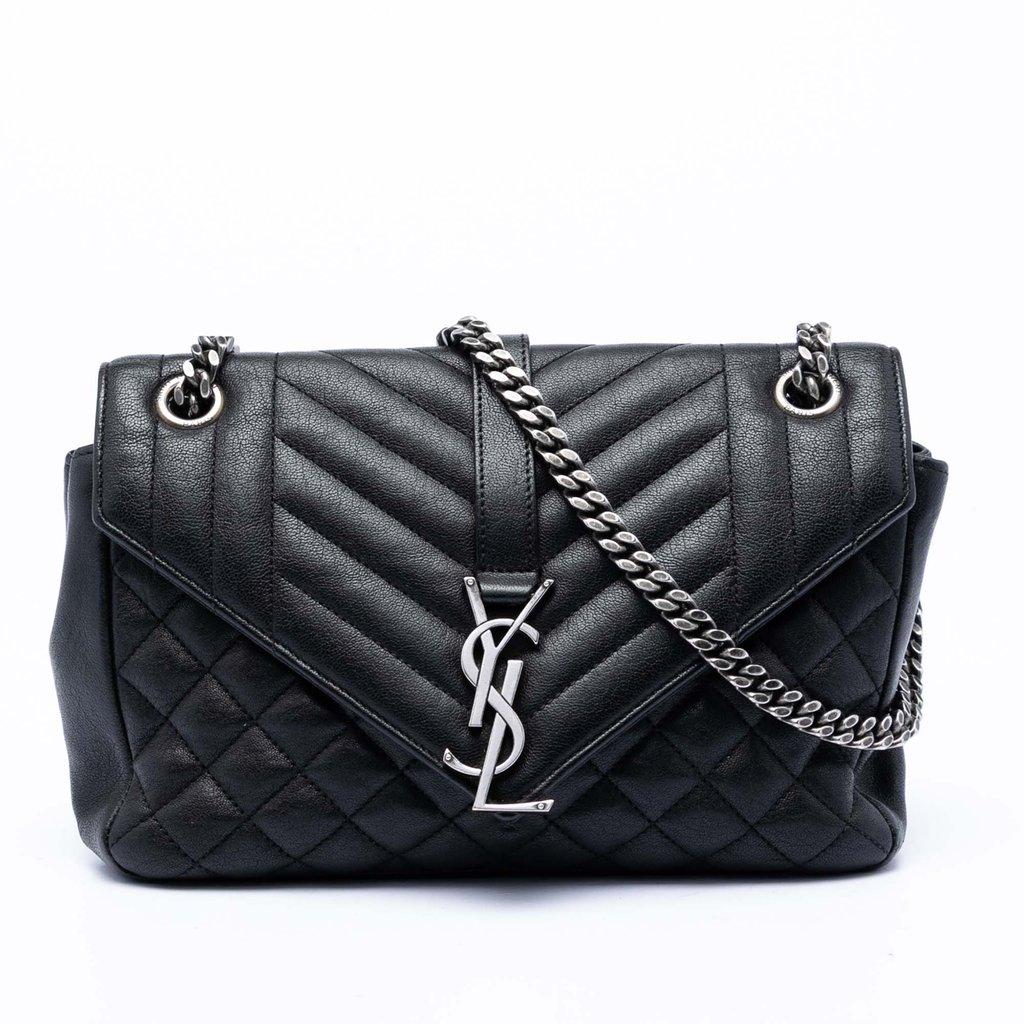 Saint Laurent Medium Sheepskin Triquilt Monogram College Bag