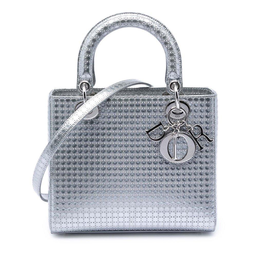 Dior Medium Metallic Patent Microcannage Lady Dior