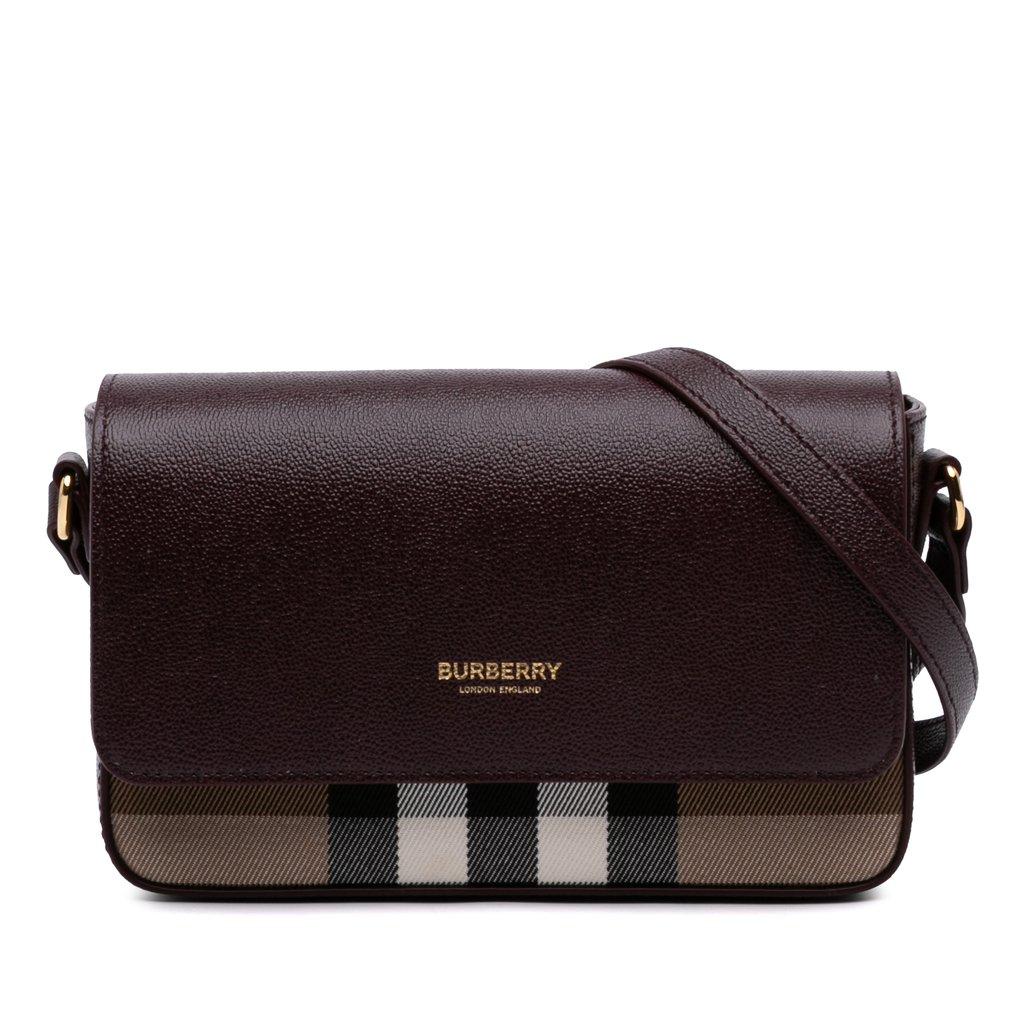 Burberry Leather and House Check Canvas Hampshire Crossbody