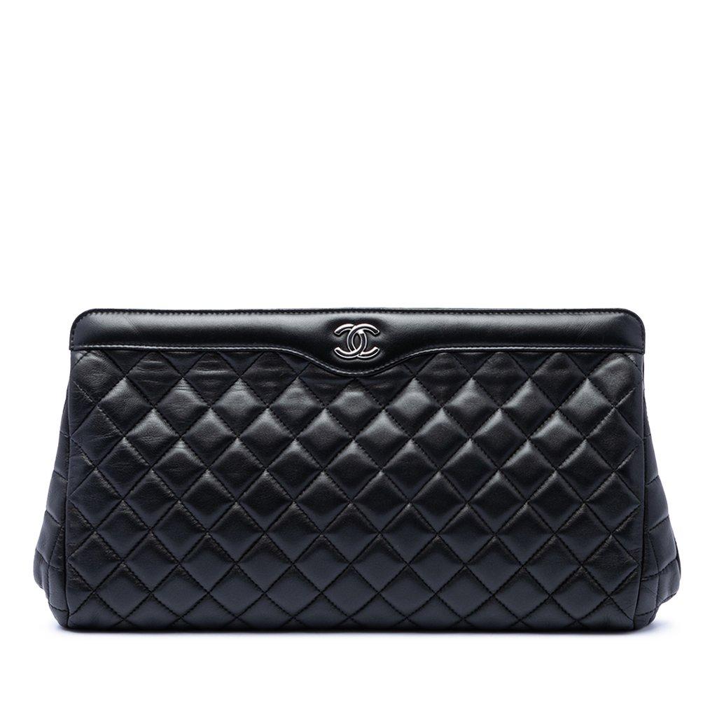 Chanel CC Quilted Lambskin Frame Clutch