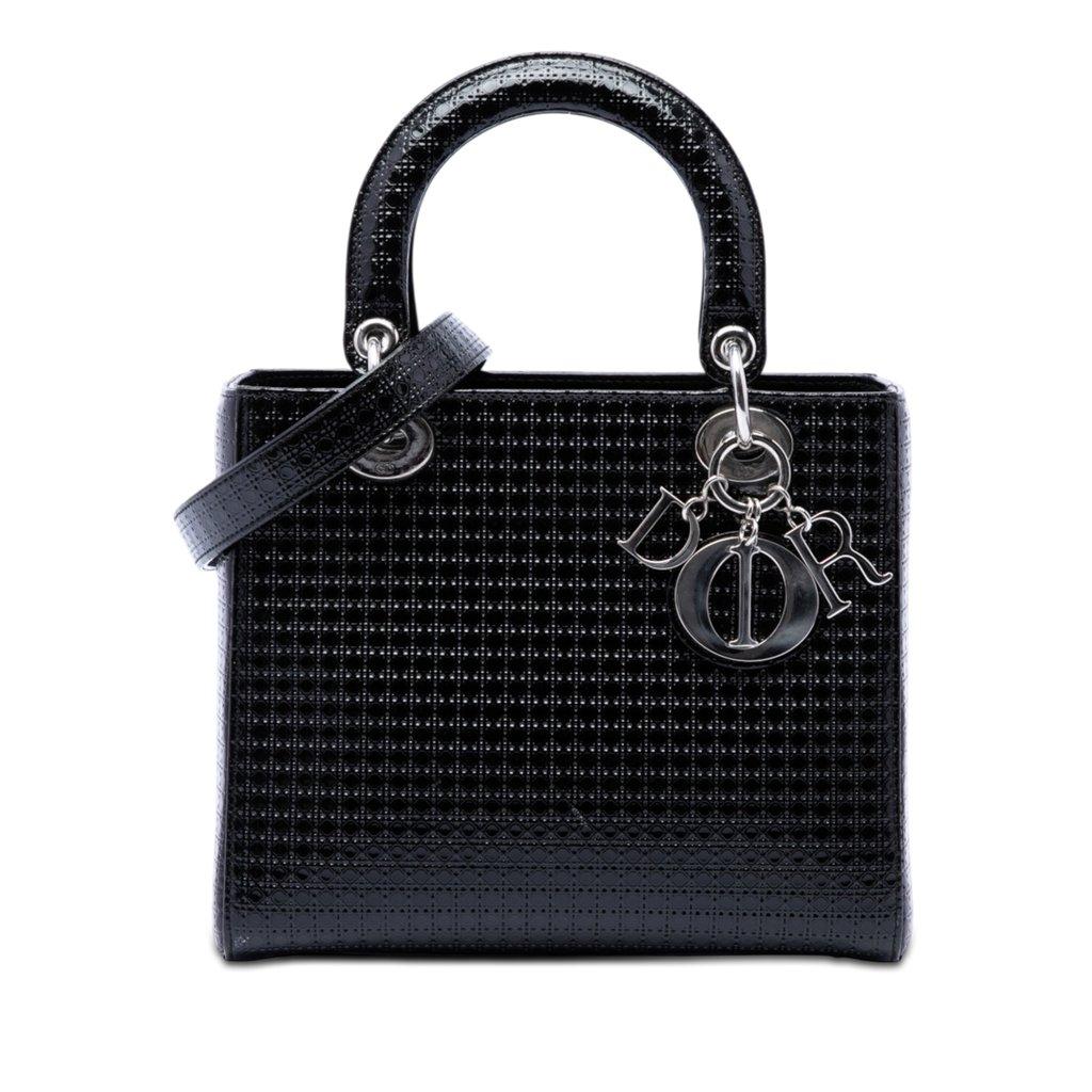 Dior Medium Metallic Patent Microcannage Lady Dior