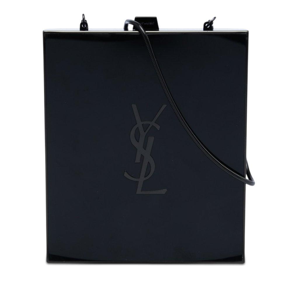 Saint Laurent Acrylic Tuxedo Box Clutch on Chain