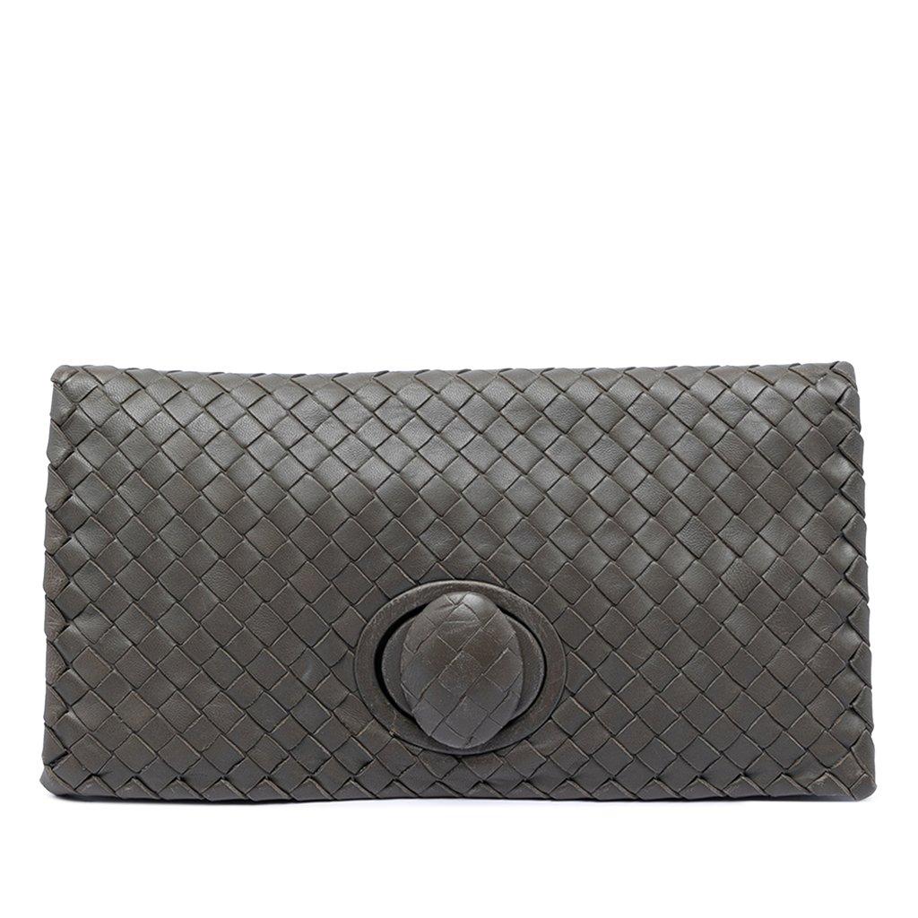 Bottega Veneta Nappa Intrecciato Turn Lock Clutch