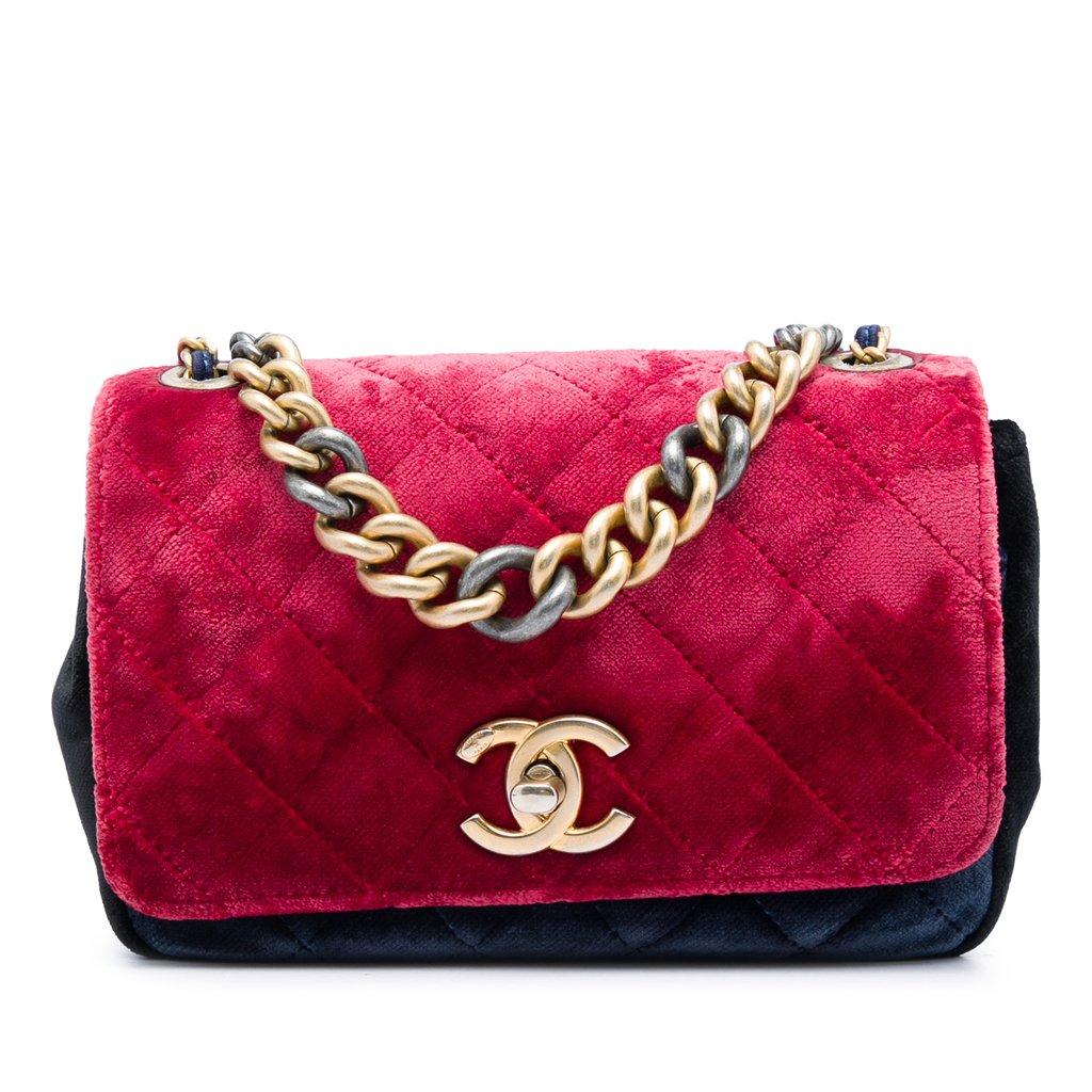 Chanel Paris Cosmopolite Small Tricolor Quilted Velvet Private Affair Camellia Flap