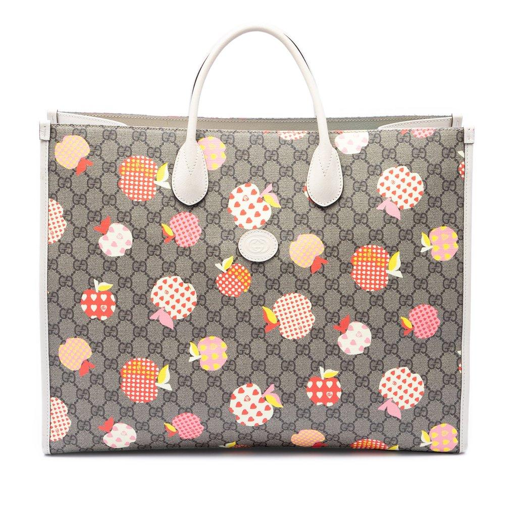 Gucci Large GG Supreme Les Pommes Apple and Heart Interlocking G Tote
