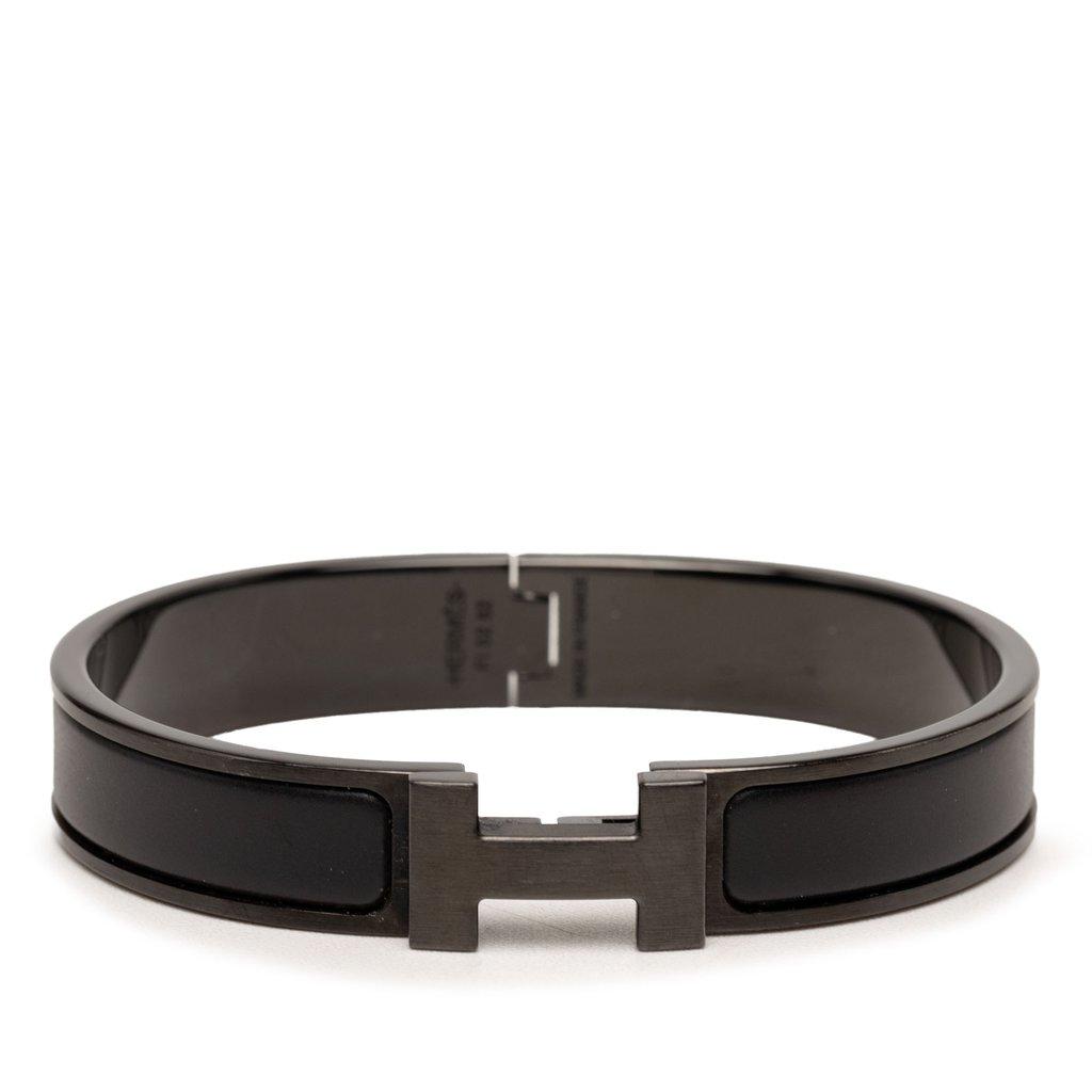 Hermès سوار ضيق من المينا باللون الأسود من نوع So Black Clic HH