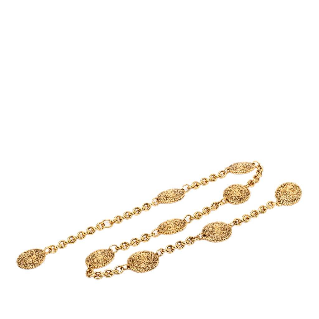 Chanel Gold Plated Equestrian Medallion Chain Belt