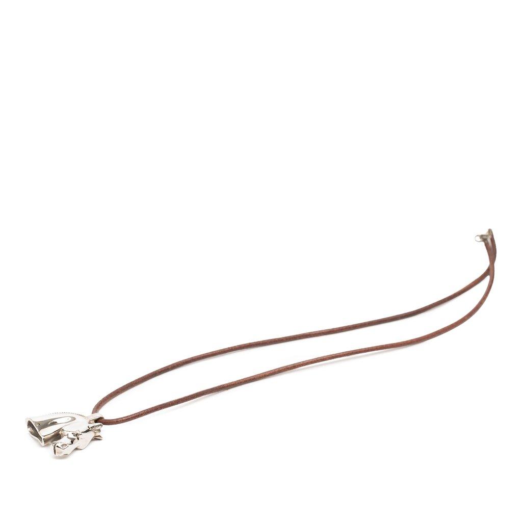 Hermès Palladium Plated Horse Head Pendant Necklace
