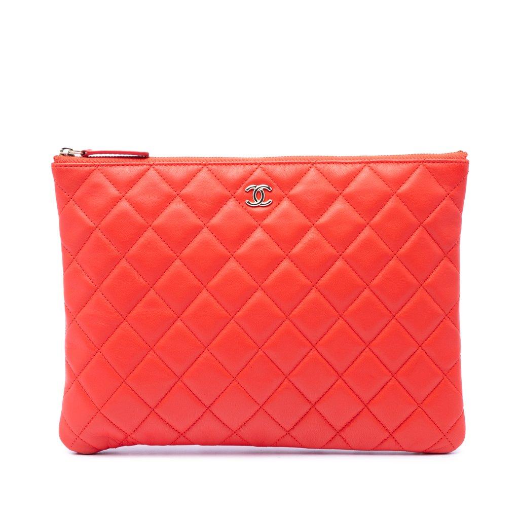 Chanel Medium Quilted Lambskin O Case Clutch