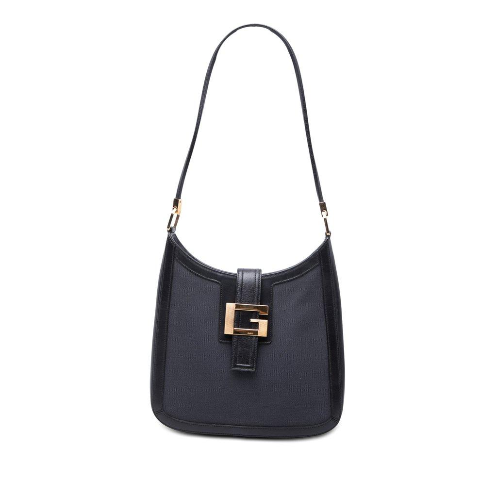 Gucci Bicolor Canvas and Calfskin Shoulder Bag