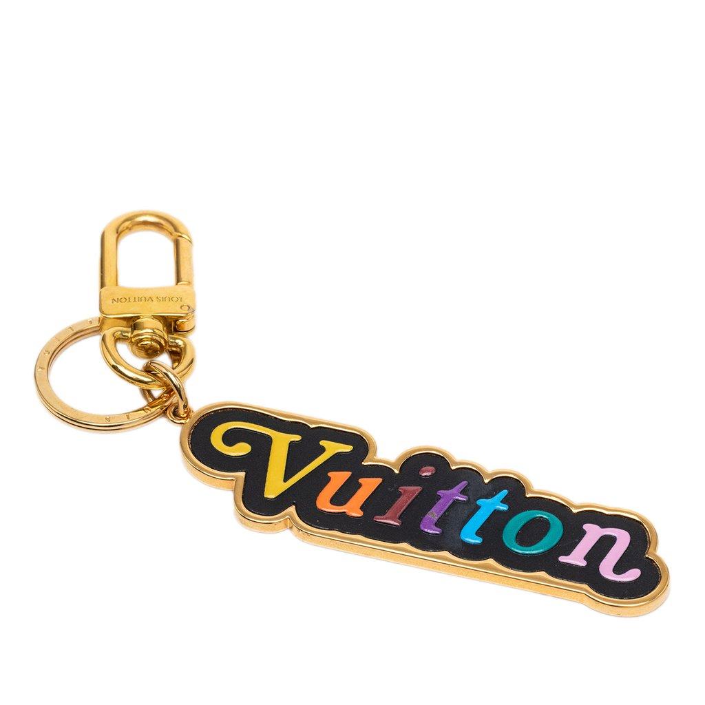 Louis Vuitton Gold Plated Enamel Logo New Wave Bag Charm and Key Holder