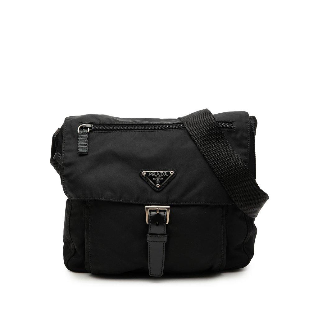 Prada Tessuto Zip Buckle Messenger Bag