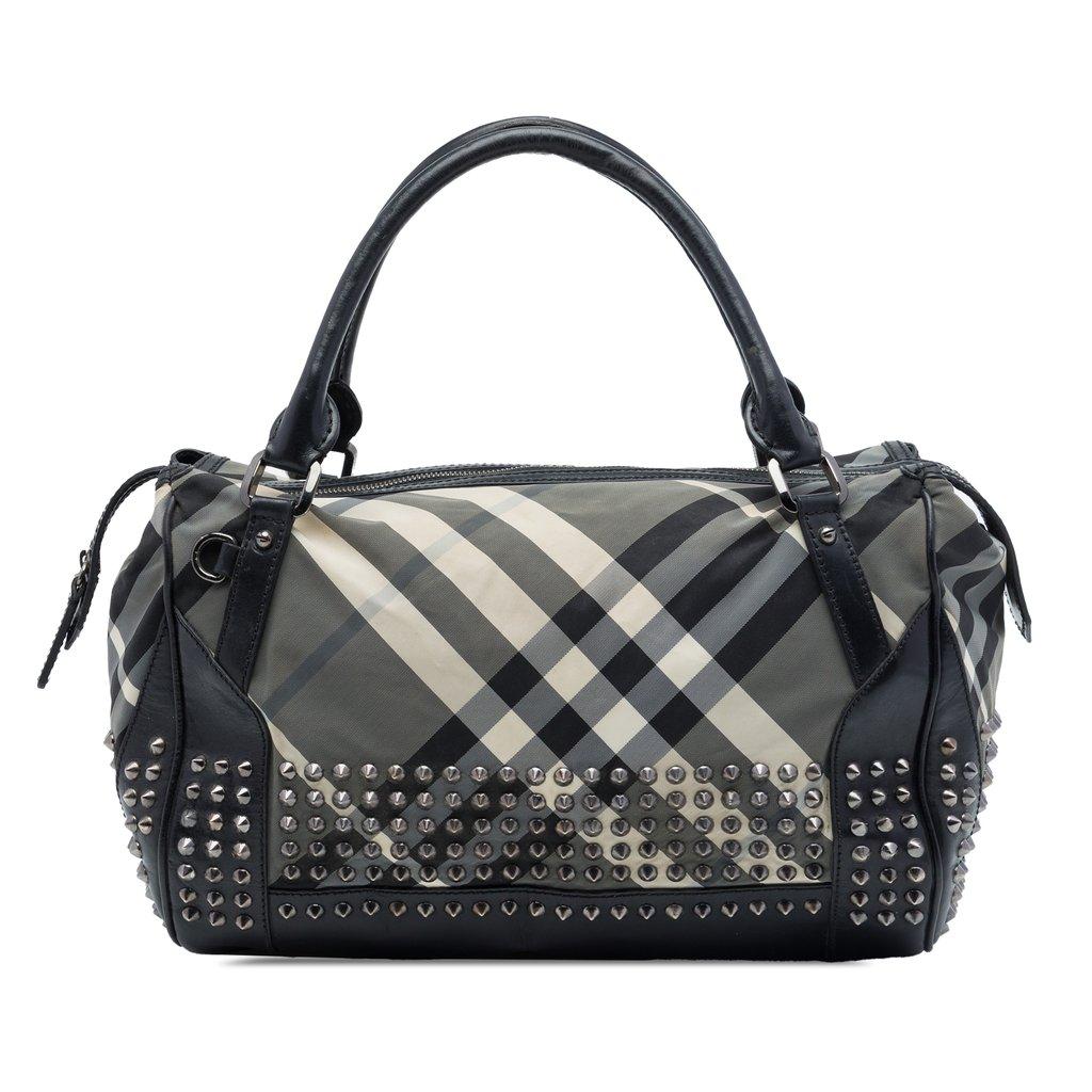 Burberry Studded Beat Check Nylon Satchel