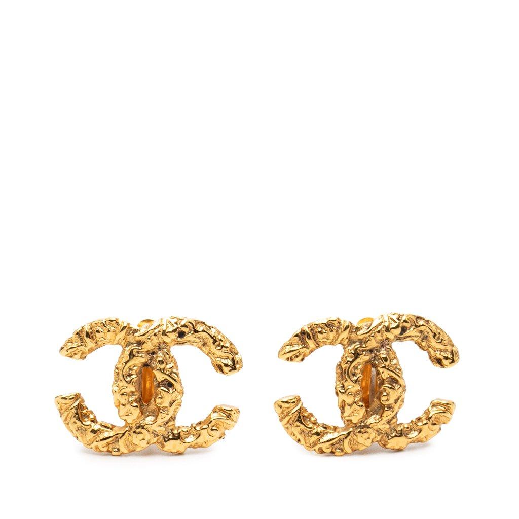 Chanel CC Gold Plated Lava Clip On Earrings