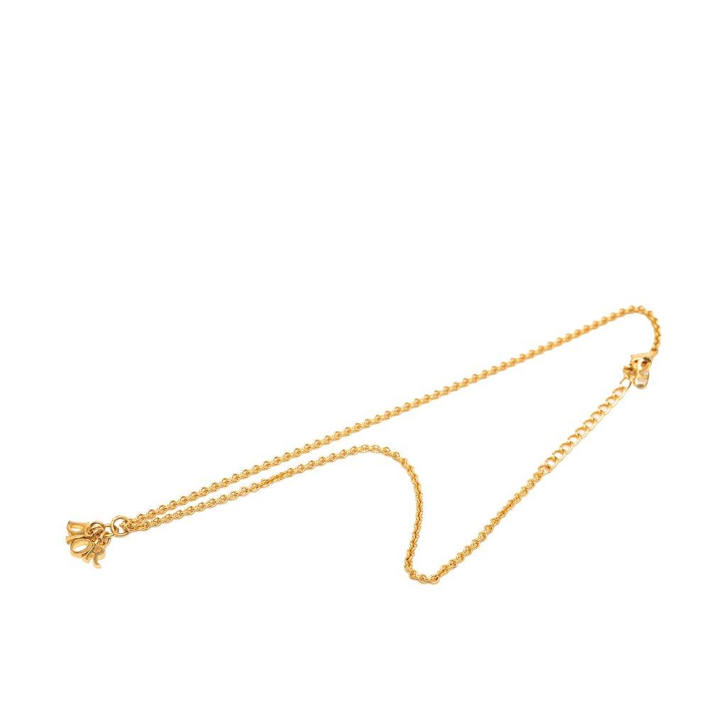Dior Gold Plated Logo Pendant Necklace