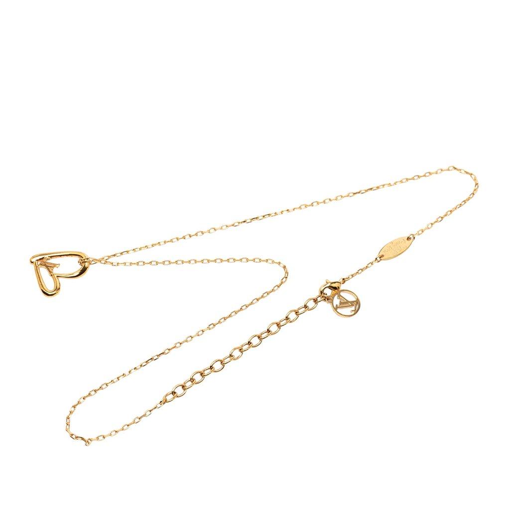 Louis Vuitton Gold Plated LV Fall In Love Pendant Necklace