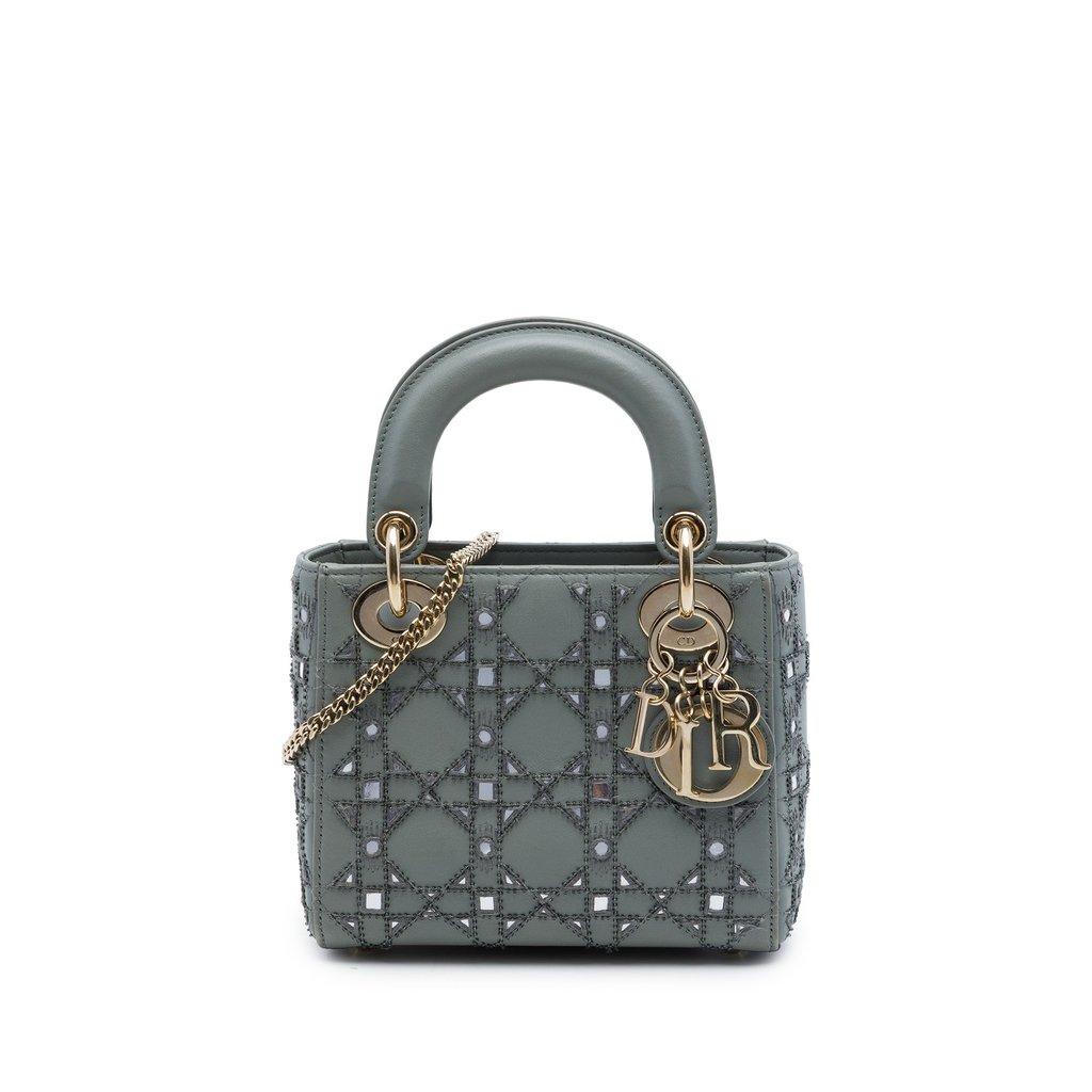 Dior Mini Calfskin Cannage Beaded Lady Dior