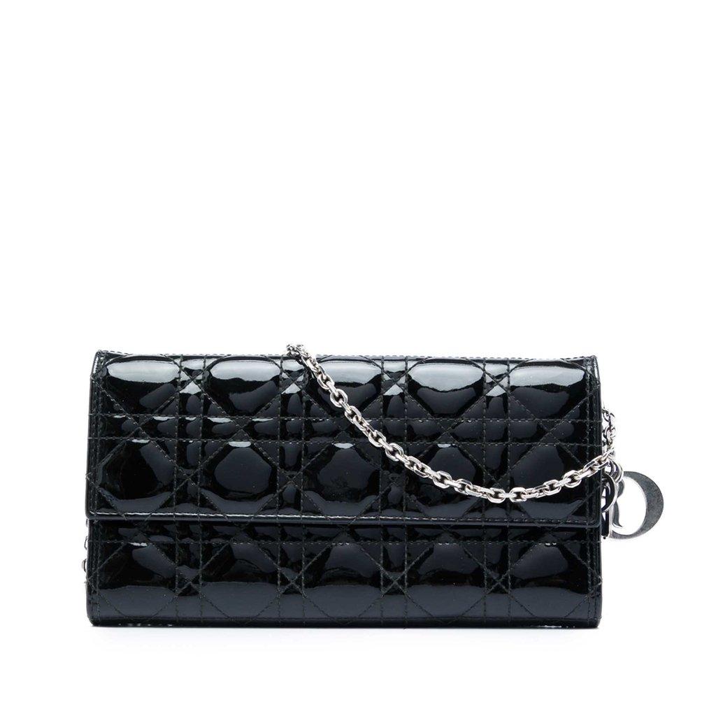 Dior Patent Cannage Lady Dior Wallet On Chain