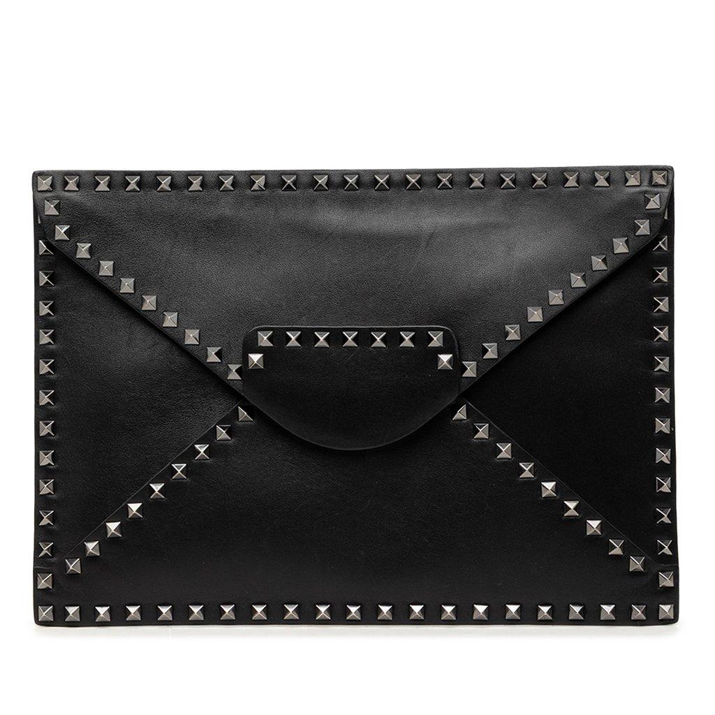 Valentino Leather Rockstud Untitled Envelope Clutch