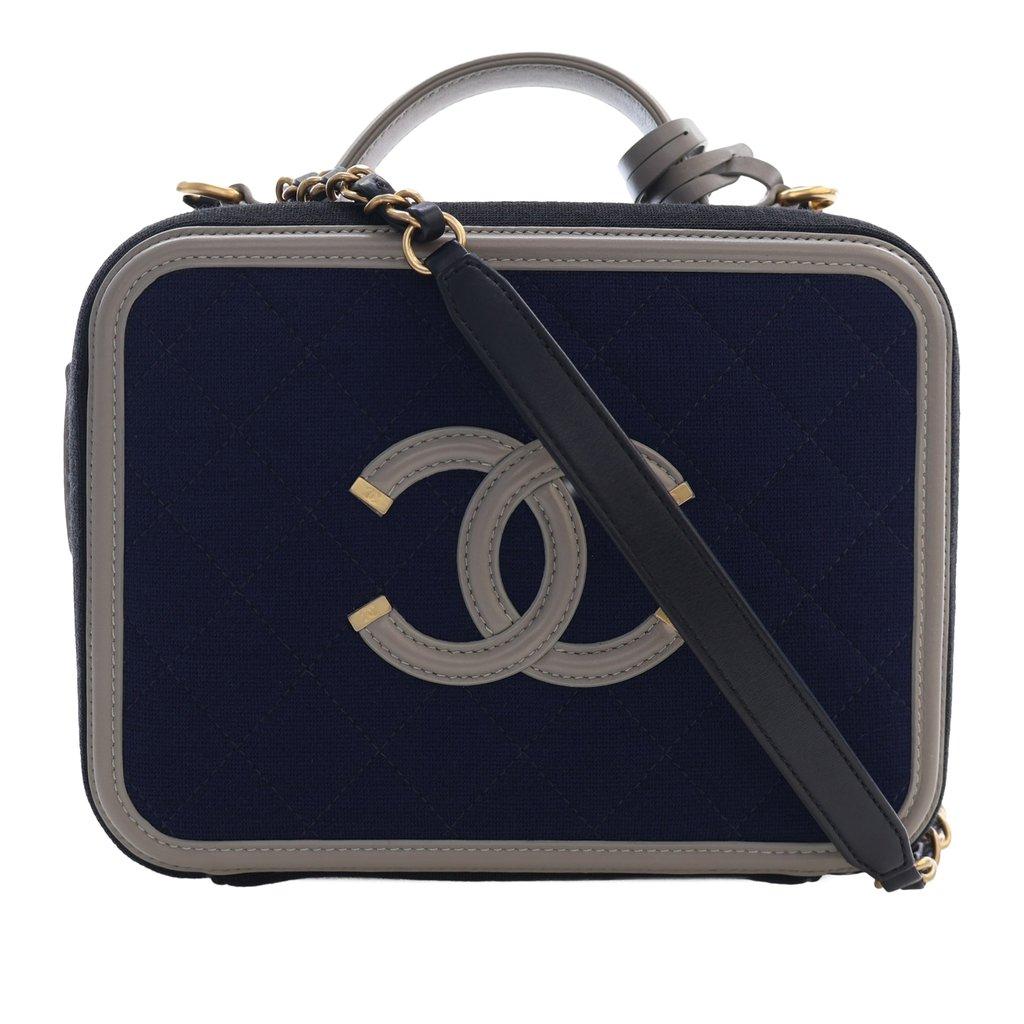 Chanel Medium Tricolor Jersey CC Filigree Vanity Case