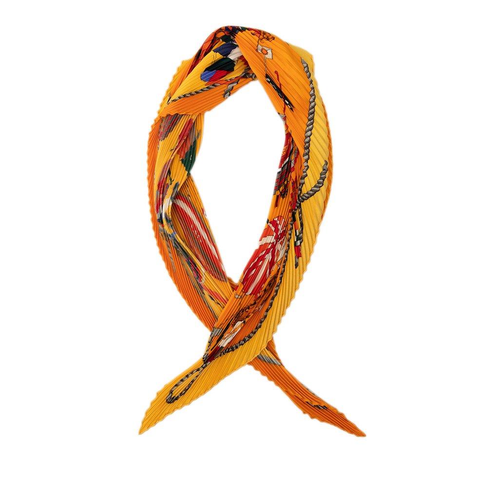 Hermès Les Folies du Ciel Plisse Silk Scarf 140