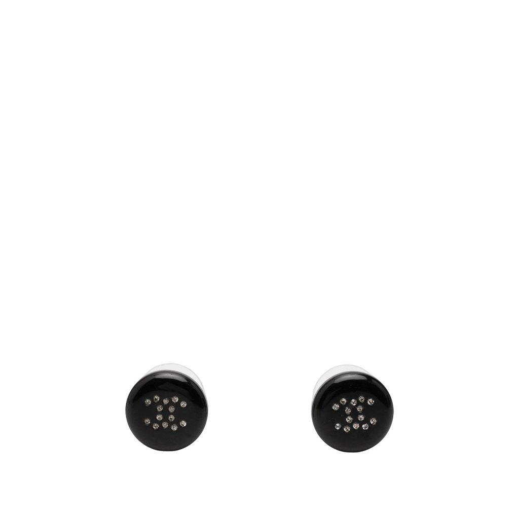 Chanel CC Resin and Strass Button Push Back Earrings