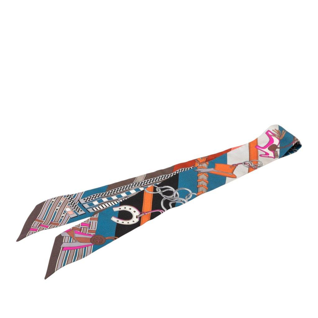 Hermès Brides et Gris Gris Twilly Silk Scarf