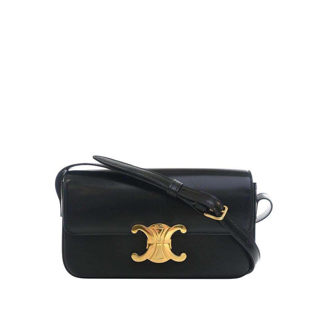 Celine Shiny Calfskin Triomphe Claude Shoulder Bag