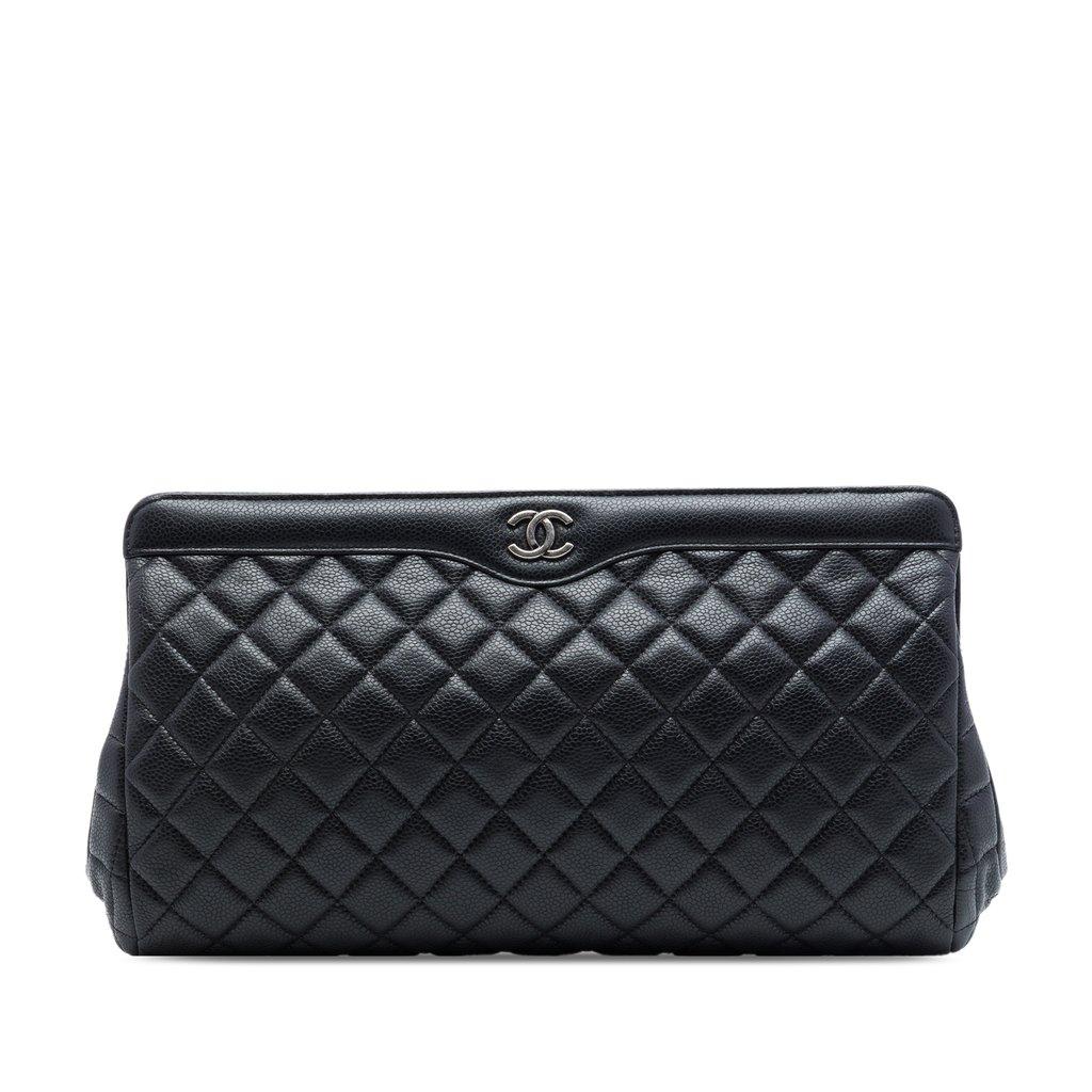 Chanel Large CC Quilted Caviar Frame Clutch