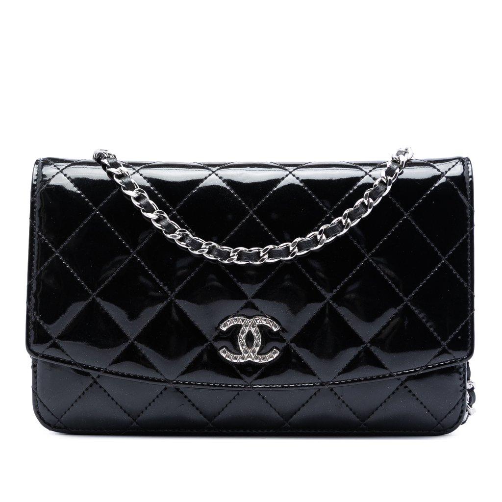 Chanel CC Quilted Patent Brilliant Wallet On Chain