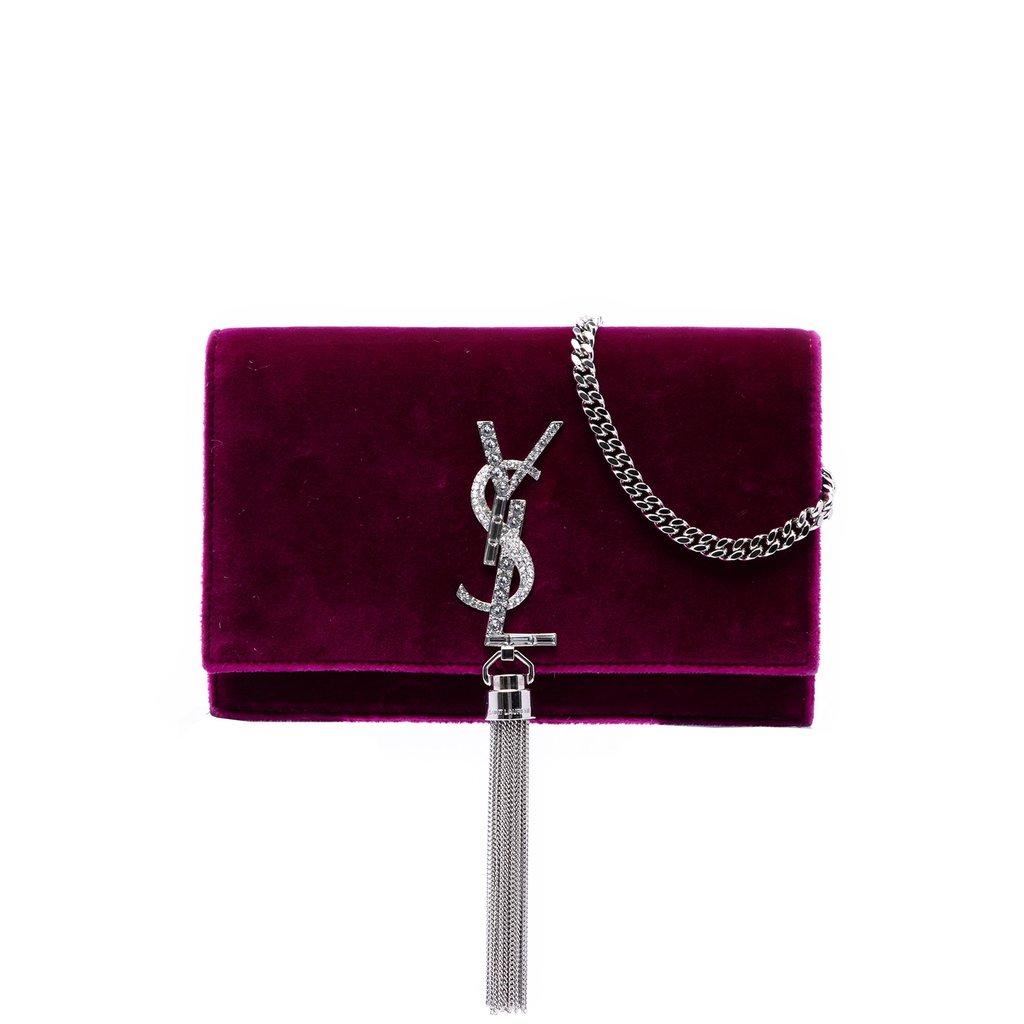 Saint Laurent Small Velvet Monogram Kate Tassel Crossbody