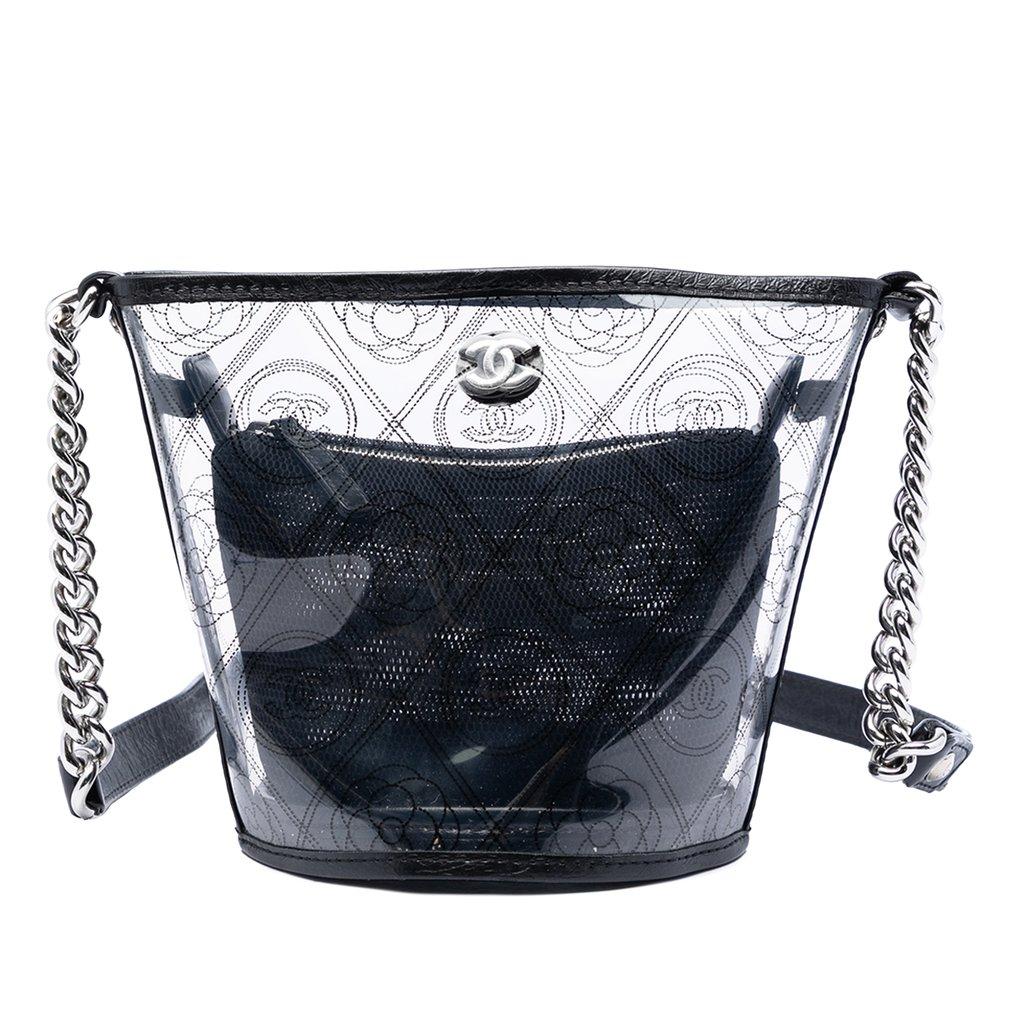 Chanel Small PVC and Crumpled Calfskin Camellia Coco Bucket Bag