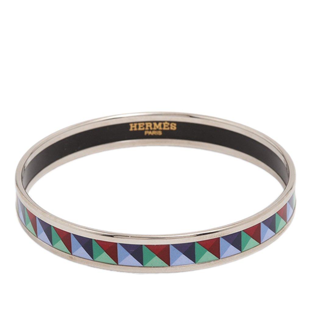 Hermès Narrow Enamel Clous de Trompe Bangle 65