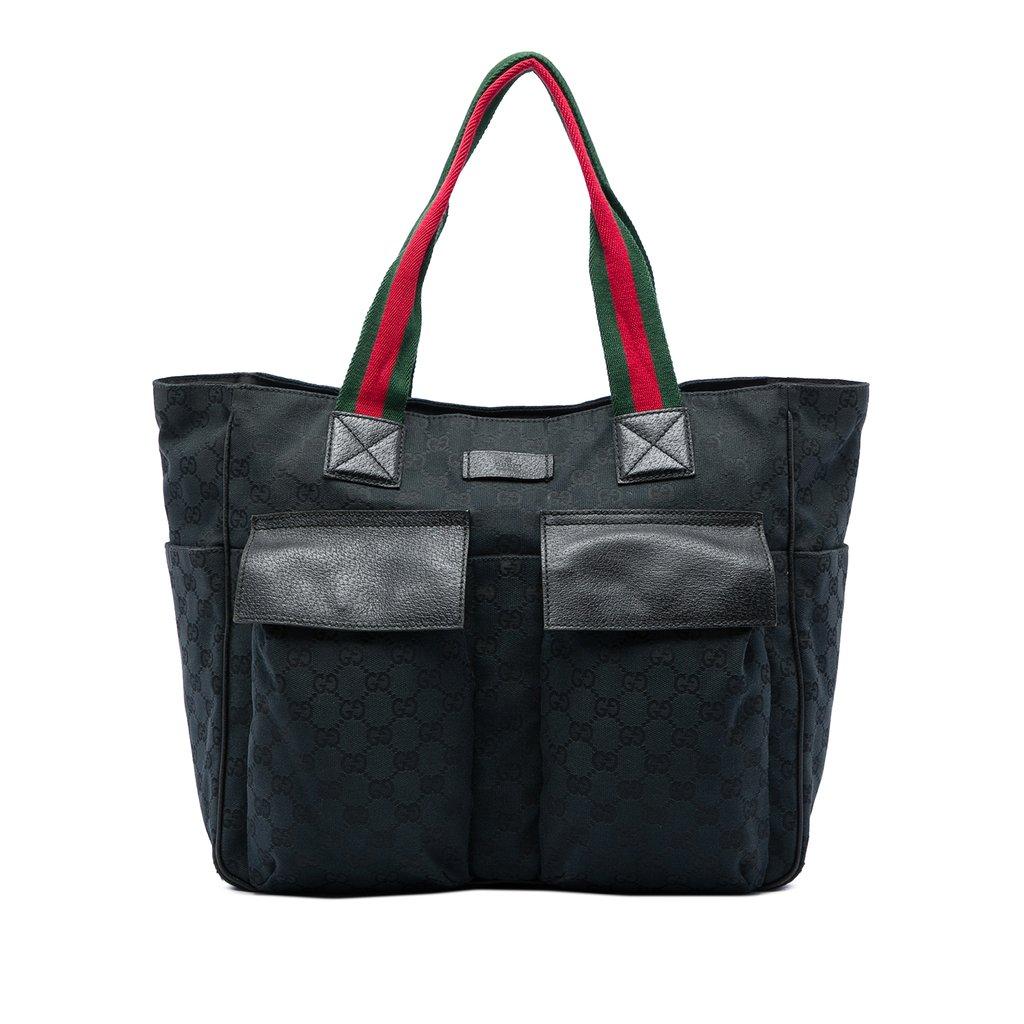 Gucci GG Canvas Web Double Pockets Tote