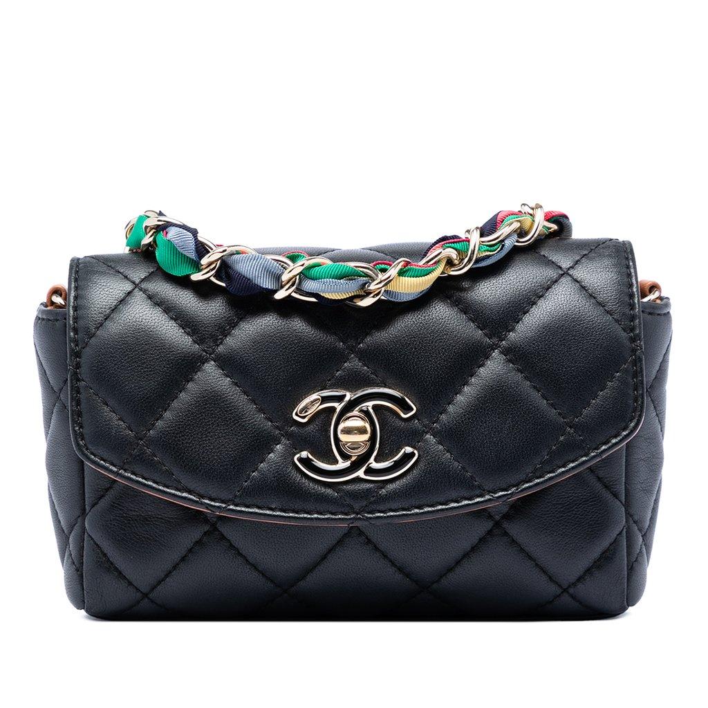 Chanel Mini Quilted Lambskin Cocovado Ribbon Chain Flap