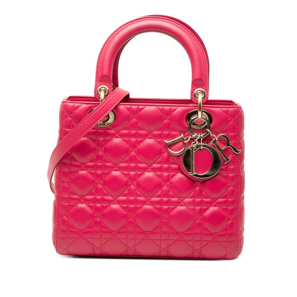 Dior كاناج جلد خروف متوسط الحجم ليدي ديور