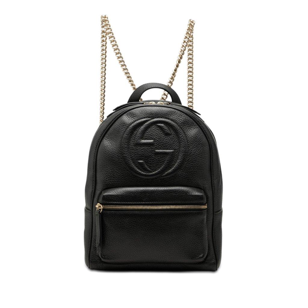 Gucci Pebbled Calfskin Soho Chain Backpack