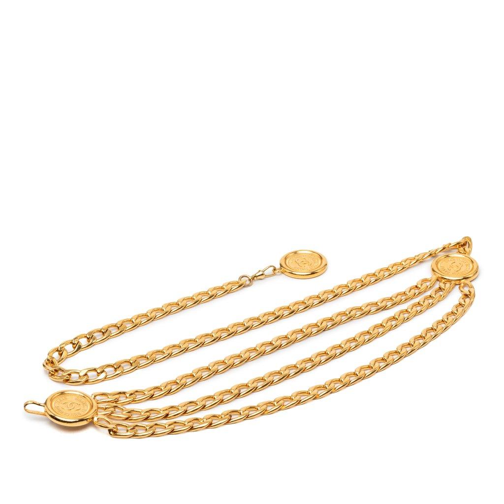 Chanel Gold Plated CC Medallion Triple Chain Belt